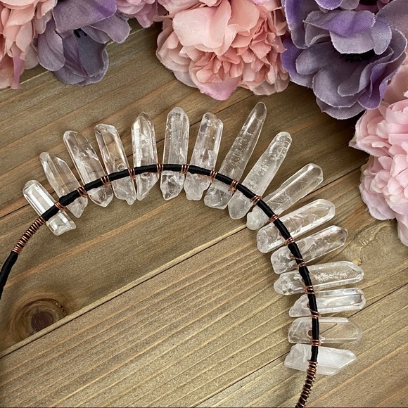 Clear Raw Healing Quartz Headband Tiara - Picture 13 of 16